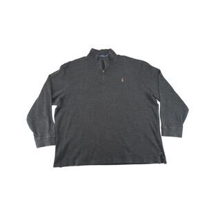 Polo Ralph Lauren Sweater Men's XXL 1/4 Zip Pullover Estate Rib Charcoal Gray
